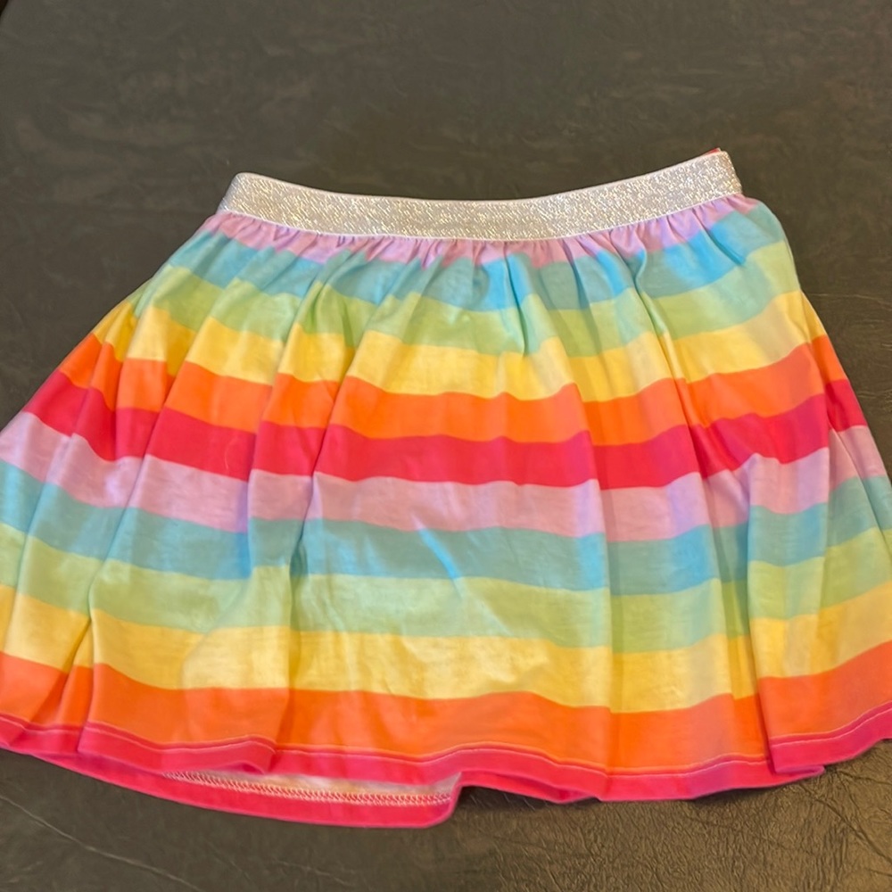 NWT Girls Size 7/8 Isaac Mizrahi Kids Rainbow Skort Silver Elastic Band